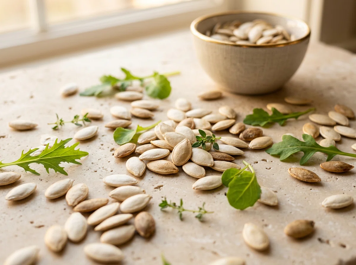 Pompoenzaden op steen, pompoenzaad extract supplement Nederland